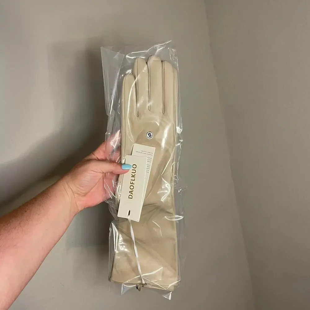 Cream opera genuine leather lamb skin opera gloves NWT Daoflkuo